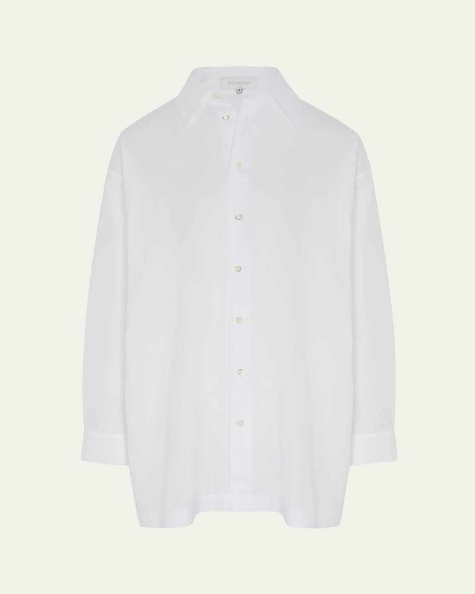 Slim A-line Back Pleat Shirt With Collar (Long Plus Length)